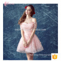 Light Pink Short Off-Shoulder Chiffon Cinderella Women Evening Prom Dress